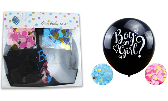 Reveal your baby's gender at a gender reveal party with gender reveal balloons