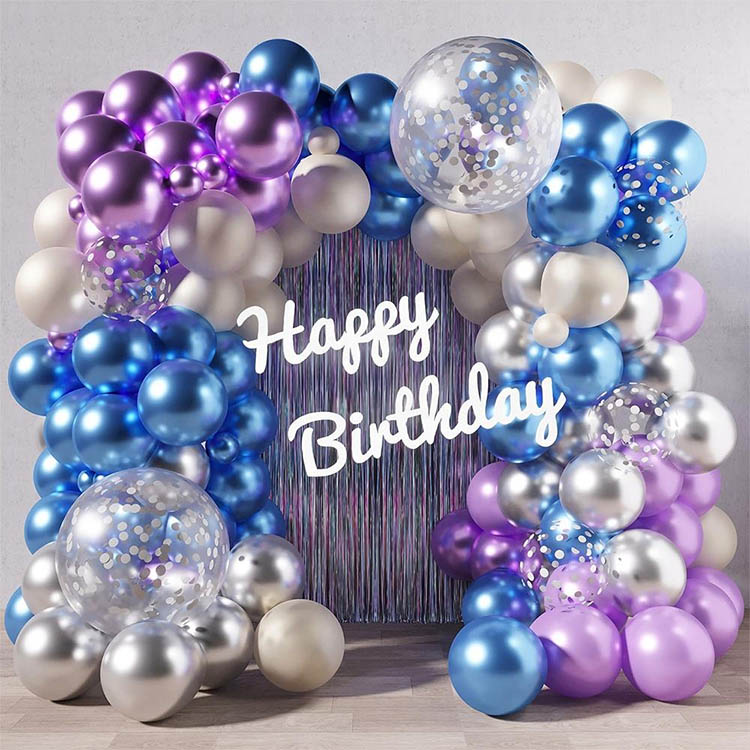 Blue and Purple Metallic Balloons Arch Garland Kit