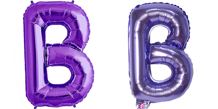 Purple foil letter balloons