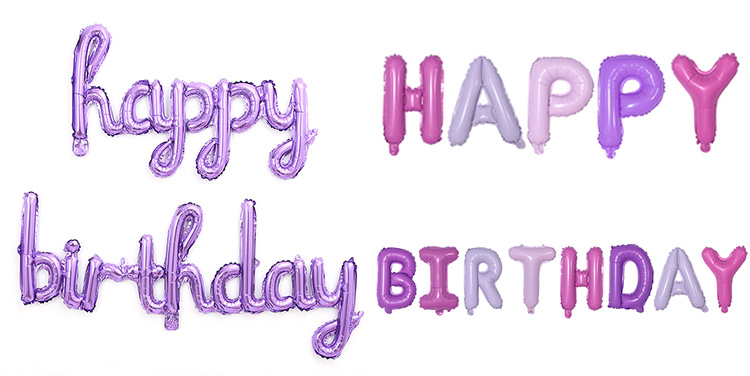 Purple foil letter balloons