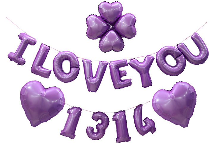 Purple foil letter balloons