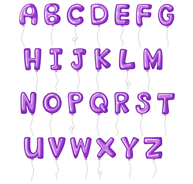 Purple foil letter balloons