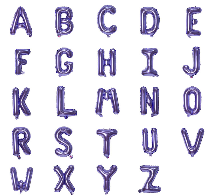 Purple foil letter balloons