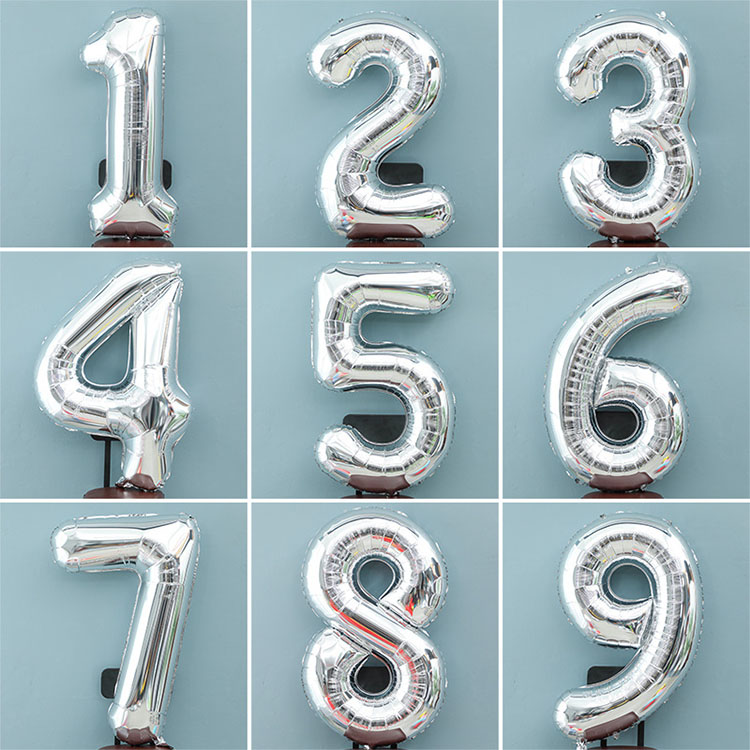 Silver Number Balloons