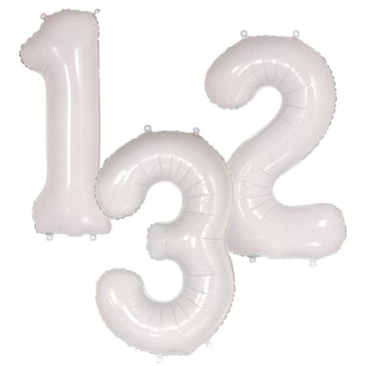 White Number Foil Balloons